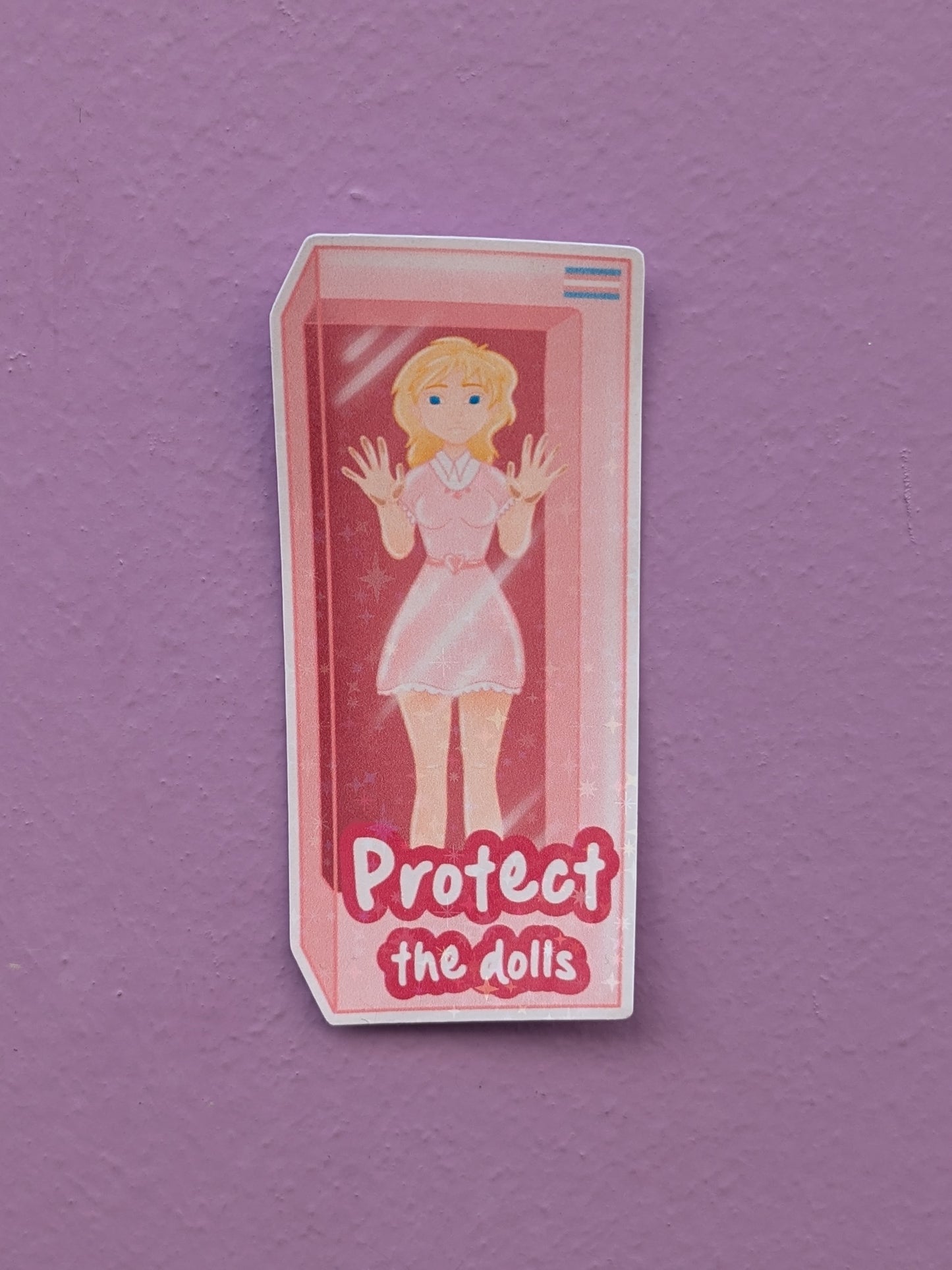 Sticker Protect the dolls - Pink